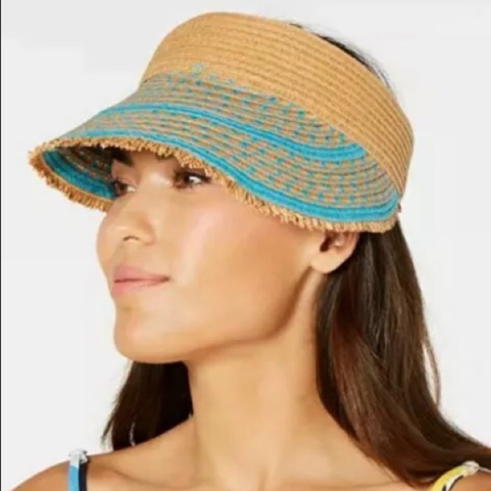 COPY - INC printed tweed stripe frayed Edge visor
